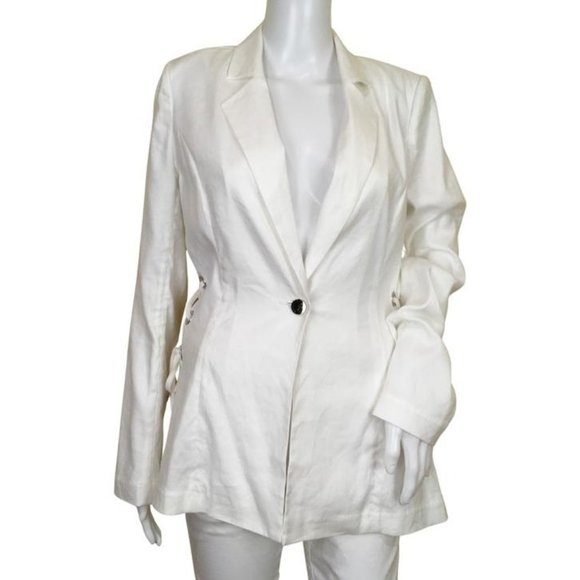 Ramy Brook Women's Sheridan Side Lace-up Jacket Ivory Sz 2